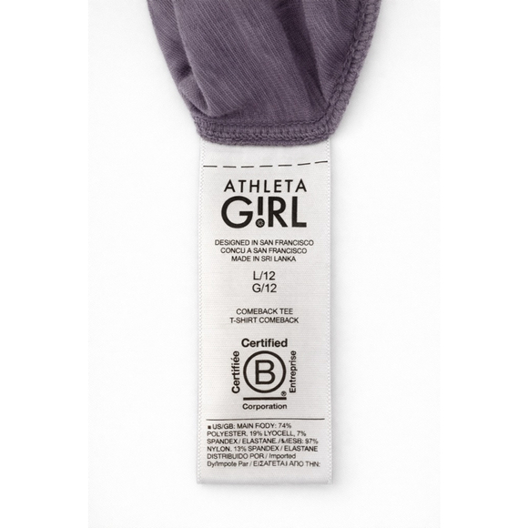 Athleta Girl Comeback Tee Purple Heather Mesh Back Size L 12 Athletic Shirtk - Picture 6 of 7